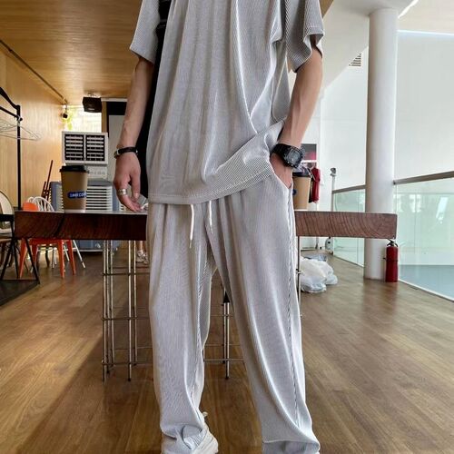 小众高货Ice Silk Casual Suit Male Ins Tide Brand Straight Pl