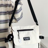 日系简约百搭斜挎包女大容量学生上课包包韩版 工装 潮休闲邮差包男