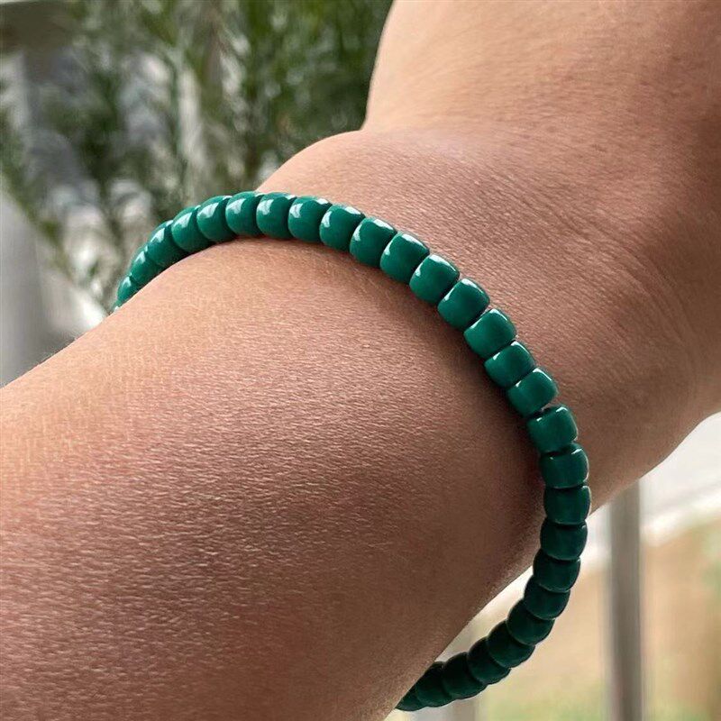 原矿绿松石手串直切老型男女款文玩手链保真湖北十堰科技松琉璃
