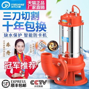 污水泵泥浆家用化粪池抽粪220V排污泵小型抽水机380V潜水泵 切割式