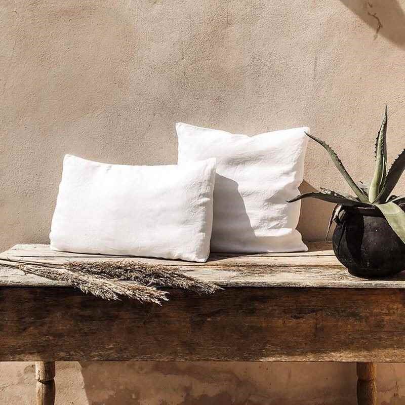 天然亚麻靠背客厅沙发抱枕45x45CM纯色飘窗抱枕套床头靠垫高级感
