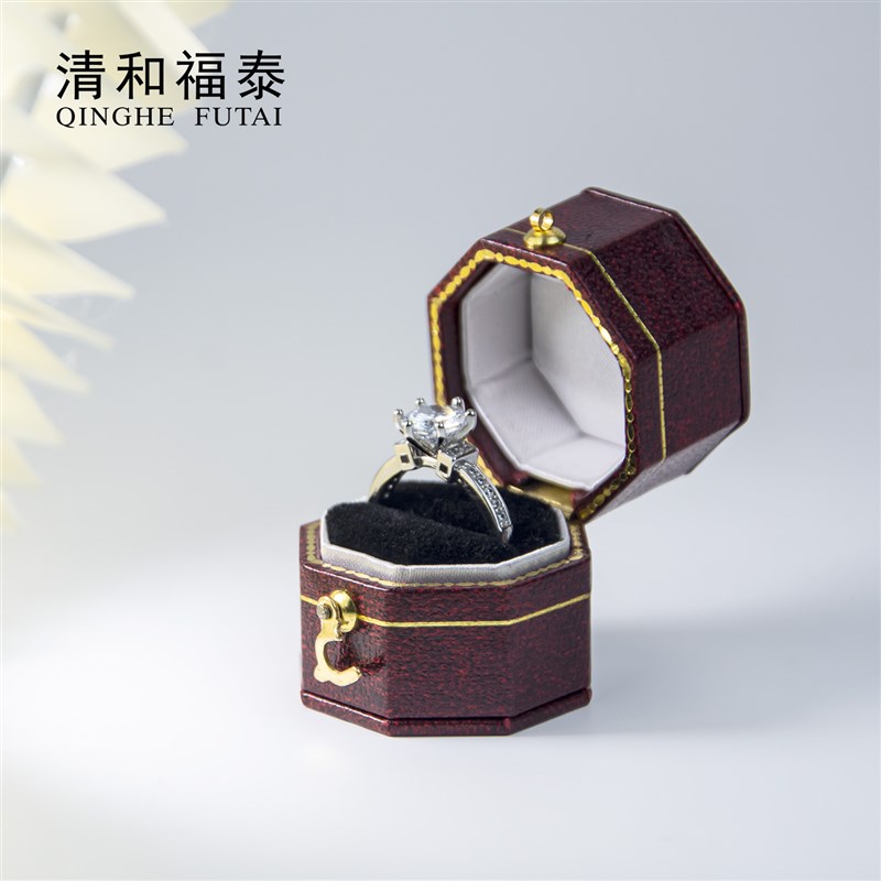 高档圆角八角手工戒指盒古典带扣礼品首饰盒饰品包W装盒现货可定