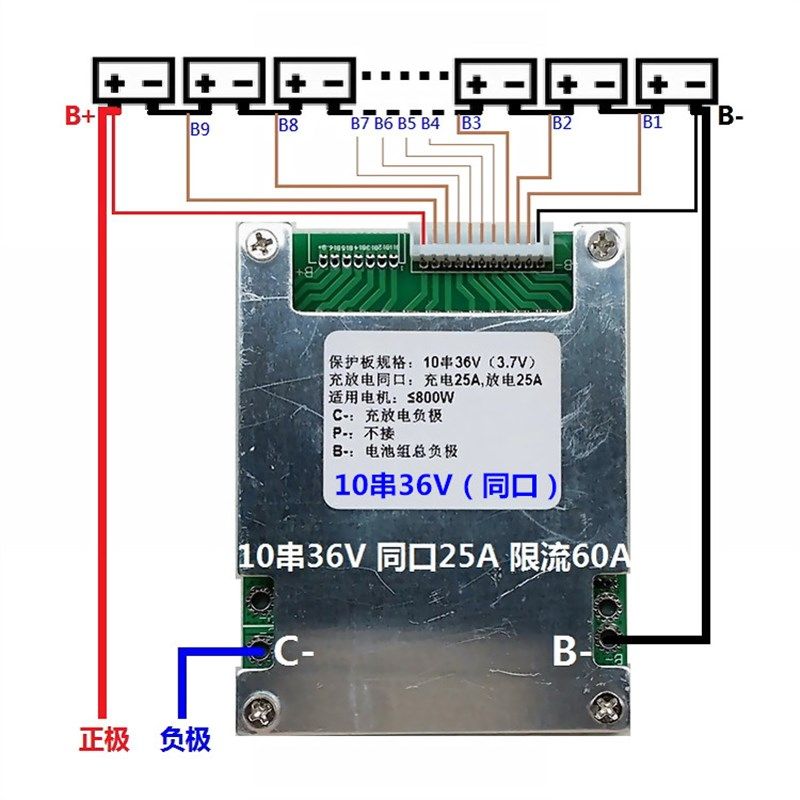 17串64V16串60V13串48V10串36伏7串24V电动车锂电池组18650保护板