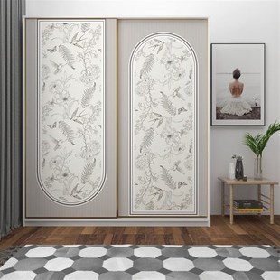 衣柜门贴纸推拉门玻璃门柜门自粘法式卧室高级改造翻新加厚不透底