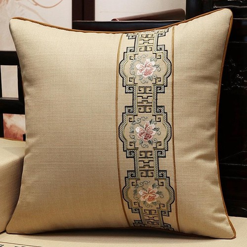 新款新款新中式沙发抱枕枕套红木家俱亚麻刺绣靠垫床头办公室家用