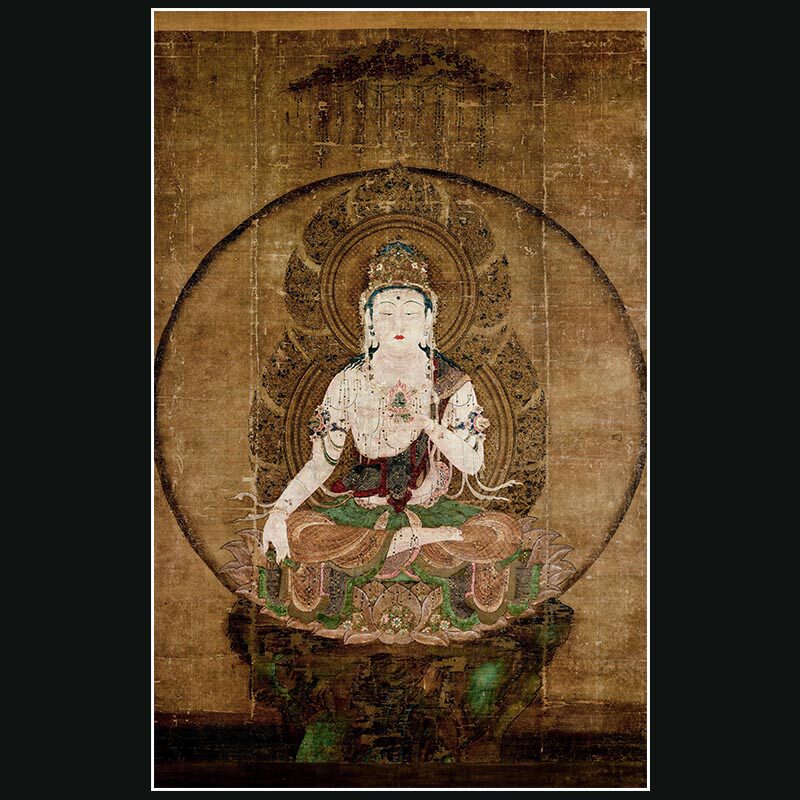 国画佛像古画佚名虚空藏菩萨像画芯未装裱真迹复制品装饰临摹欣赏