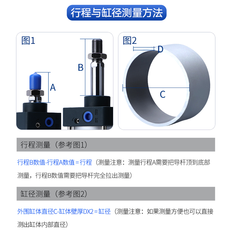 精品亚德客型小型气动气缸大推力长行程SC32/40/50/63X25X50X75X1