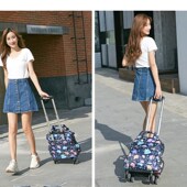 防水印花手提四轮折叠万向轮拉杆包旅行箱包短途行李袋登机拉杆箱