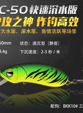 CC60/CC50/CC70摇滚小胖子沉水浮水米诺路亚饵翘鳜鲈假饵