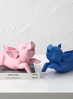 北欧简约创意卡通小飞猪摆件家居B客厅电视柜摆设样板房间软装饰