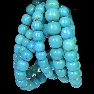 湖北天然原矿高瓷绿松石老型桶珠手链手串佛珠文玩男女款一物一图