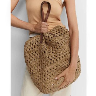 法式大容量单肩草编包新款休闲镂空草包编织包度假沙滩包百搭女包