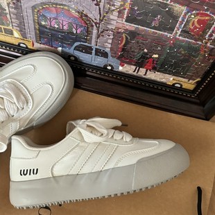 街拍厚底小白鞋 女学生通勤板鞋 女款 小众德训鞋 夏 2024新款 林先叁