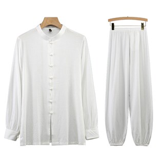 棉麻太极服女新款太极服装女装打坐禅修服新中式太极拳练功服亚麻