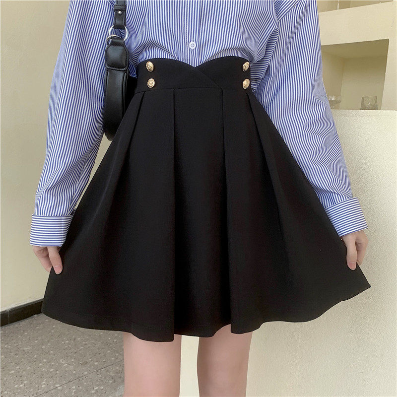 大码蓬蓬裙黑色半身裙女 春秋高腰设计感小众伞裙西装百褶裙A字短,女装/女士精品,半身裙,淘宝优惠券,粉丝福利购,淘宝优惠卷