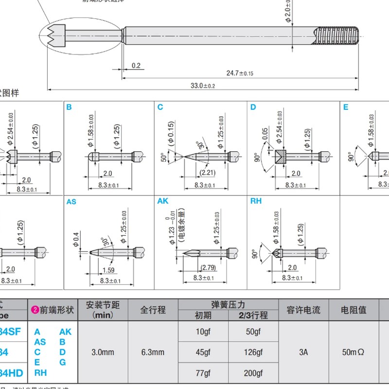 探针C-NP84SF C-NP84 C-NP84HD-A B C D E G AK RH NP84系列