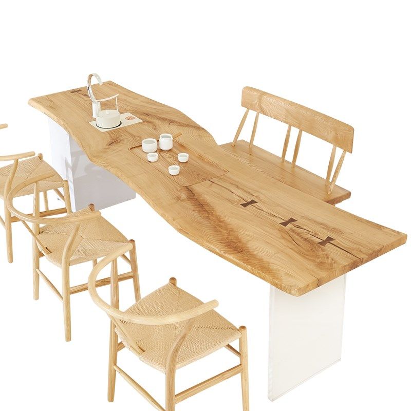 白蜡木实木茶桌自然边原木大板茶台简约时尚新中式多功能茶几一体,商业/办公家具,大板桌,淘宝优惠券,粉丝福利购,淘宝优惠卷