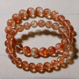 天然冰种白水体共生阿鲁沙水晶金草莓晶手链坦桑尼亚绿柱石手串女