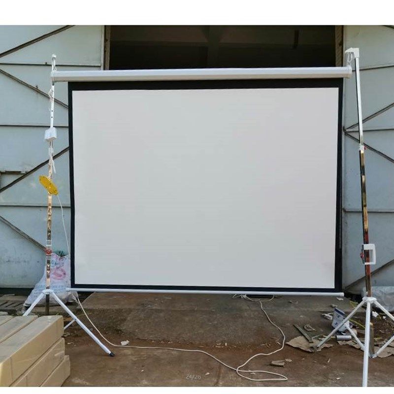 现货投影幕布支架电动幕固定专用落地支H撑杆三脚架子100寸背景布