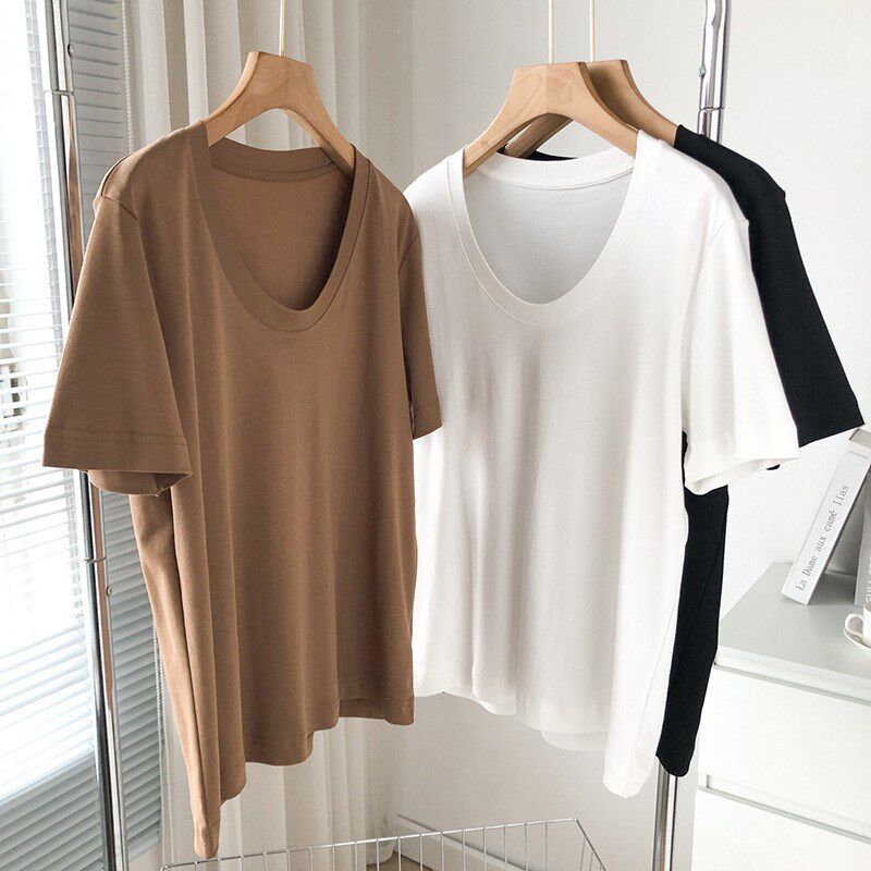 夏季大U领显瘦棉质短袖印字T恤女圆领工作服定制logo上衣美容院,个性定制/设计服务/DIY,T恤印制,淘宝优惠券,粉丝福利购,淘宝优惠卷