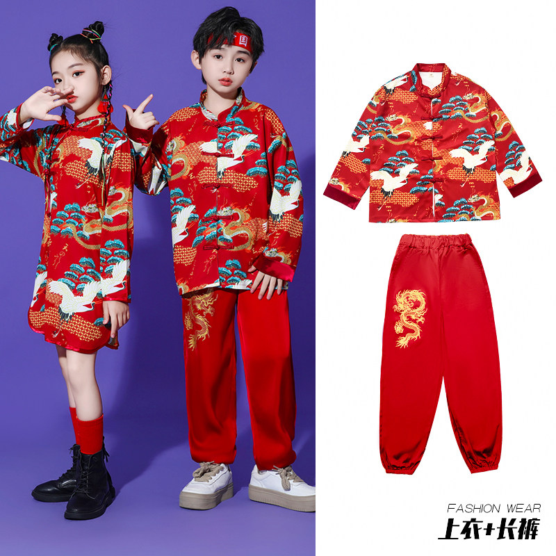 小众高货亲子装2023款国潮一家三口四口秋装汉服唐装母子旗袍家庭