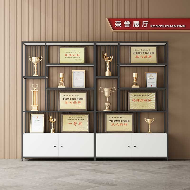 XXP4公司奖牌奖杯陈列荣誉展示架企业文P化墙党宣传展示柜置物