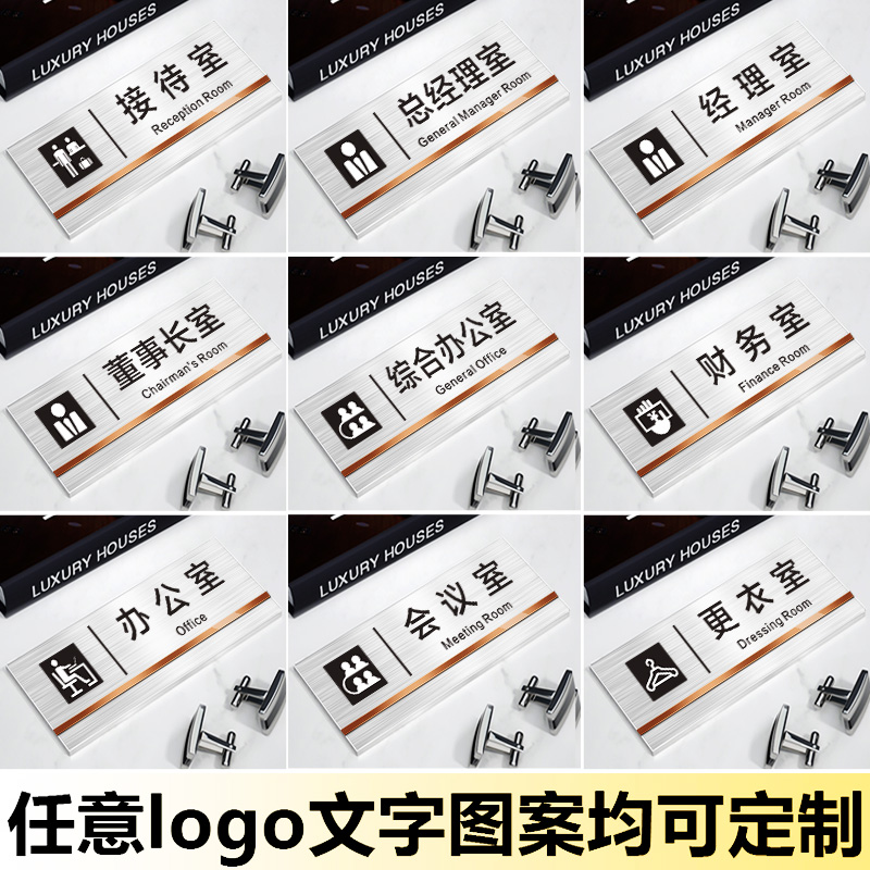 不锈钢标识牌办公室门牌定制总经理室财务室部门科室牌金属牌子高