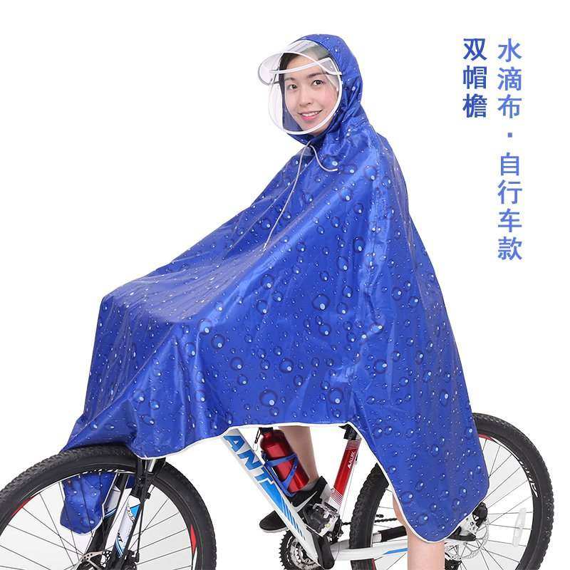 现货单双帽檐学生自行车雨衣单人电瓶车雨衣电动车雨衣成人摩托车