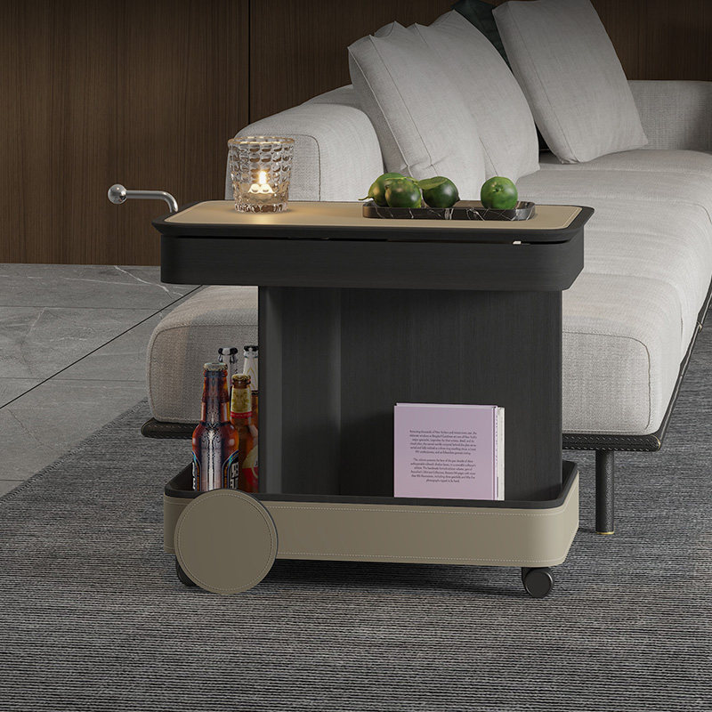 意式极简马鞍皮边几小推车客厅家用可升降移动茶几沙发边桌床头柜,住宅家具,移动边几/推车,淘宝优惠券,粉丝福利购,淘宝优惠卷