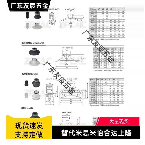 SMC双层风琴真空吸盘ZP06/08/10/13/16/20/25/32/40/50BS/BN吸嘴