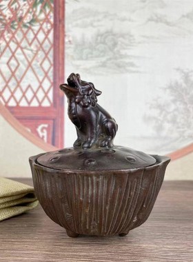 农村收来莲子朝天孔炉旧货合金铜莲花香薰古董老货铜器铜印章摆件