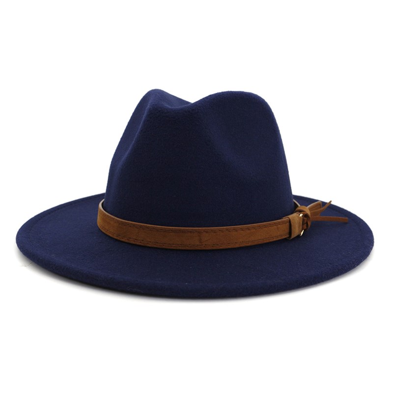 速发Unisex Wide Brim Felt Hats Men Women Panama Trilby Hat爵