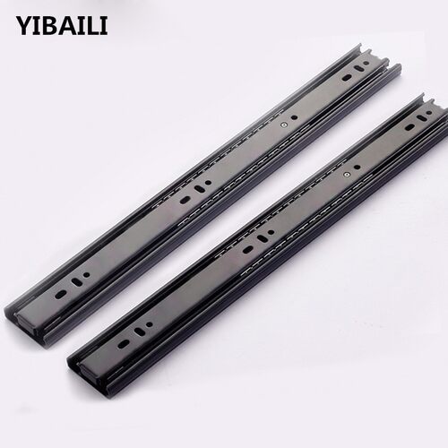 YIBAILI抽屉轨道黑色三节轨道阻尼滑轨家具衣柜加厚静音导轨12寸