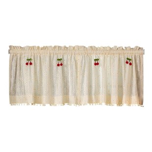 法式田园风碎花雏菊奶油色窗帘女生卧室门帘免打孔魔术贴短帘半帘