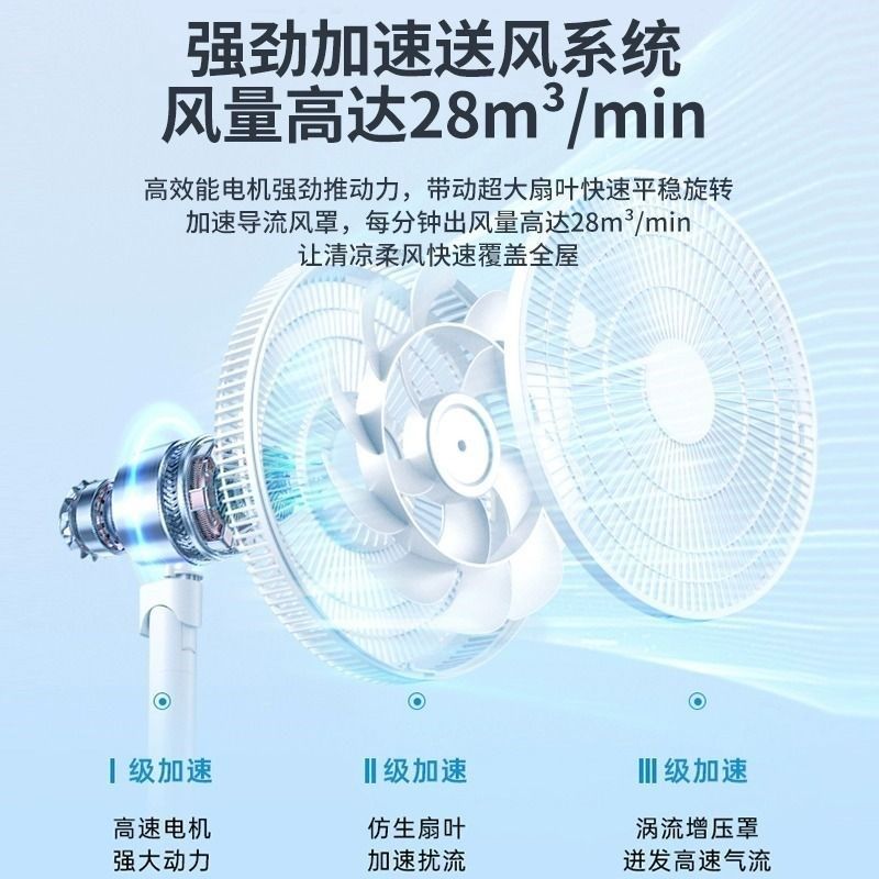 电风扇家用落地扇超静音2024新款台立式大风力制冷电扇直流遥控