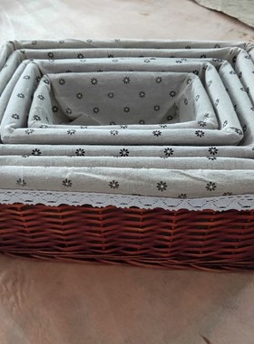 4 Sizes Handmade Rattan Storage Baskets Household Items Snac