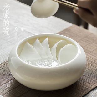 猪油白瓷水c盂茶洗杯洗陶瓷家用笔洗特大号茶碗功夫茶具茶道茶陶