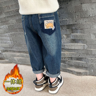 牛仔裤 子宝宝秋装 春秋款 儿童加绒裤 老爹 外s穿2023新款 女童秋冬季