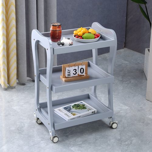 欧式烤漆美容车压缩实木板美容推车美甲收纳车美容院移动置物架子