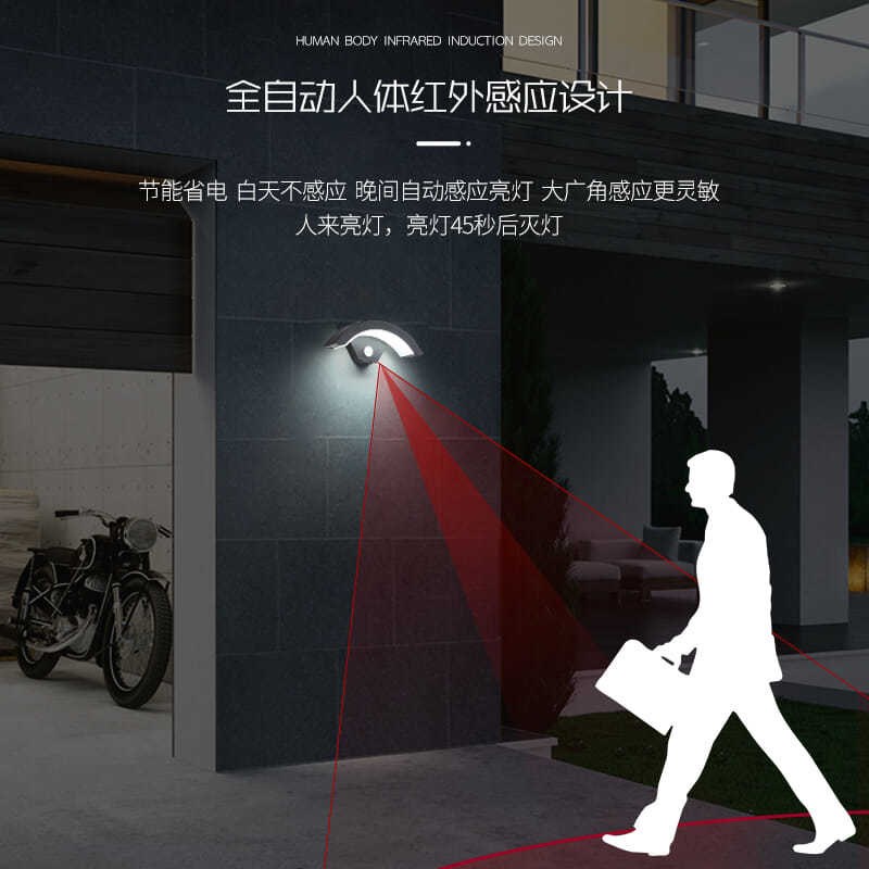 户外壁灯别墅庭院阳台过道走廊门口户外防水外墙感应壁灯黑色遥控
