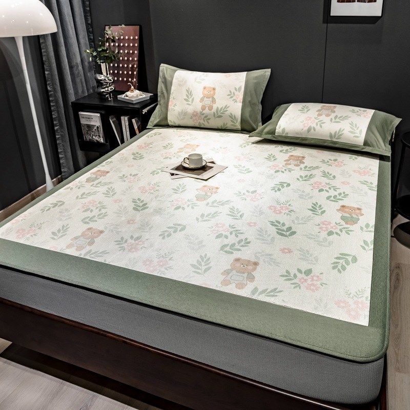 夏季可水洗冰丝藤席三件套床笠款冰丝凉席可折叠全包空调席三件套,床上用品,藤席,淘宝优惠券,粉丝福利购,淘宝优惠卷