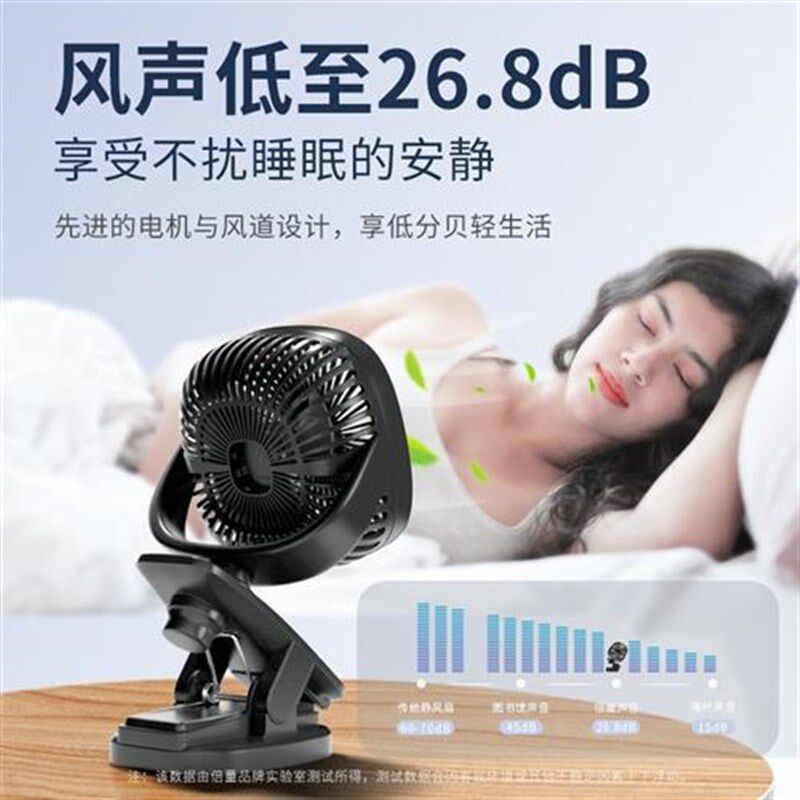 自动摇头充电小j风扇学生宿舍静音办公室桌上婴儿推车夹扇夹