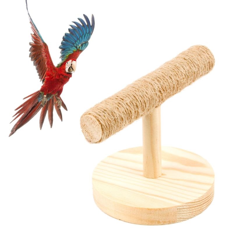 推荐Parrot Wooden Tabletop Perch Bird Stand Training Exercis-封面