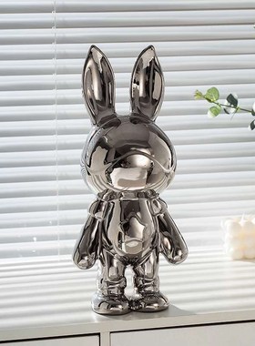 兔子陶瓷入户玄关桌面装饰客厅电视柜两边的摆件家居饰品高档轻奢