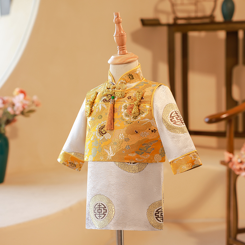 周岁礼服男宝中式儿童唐装一岁生日抓周衣服男童国风宝宝汉服夏季