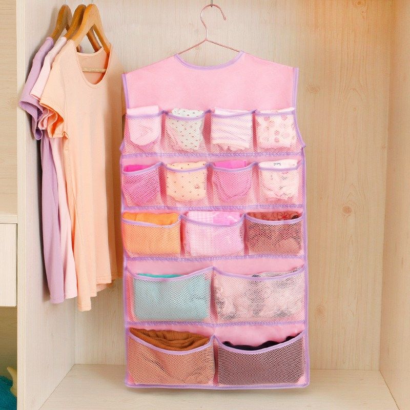 内衣内裤双面挂袋后墙收纳袋衣柜衣橱文胸布艺挂袋门袜子收纳新款,收纳整理,收纳挂袋,淘宝优惠券,粉丝福利购,淘宝优惠卷