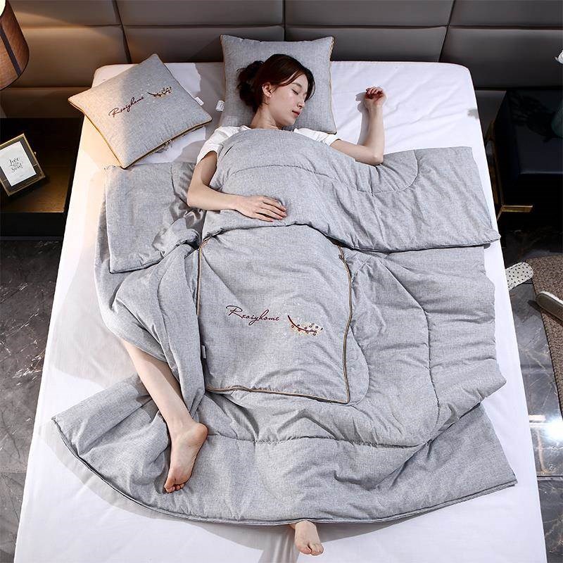 2024新款细棉麻抱枕被子两用折叠车载办公室午休枕头毯子空调被夏