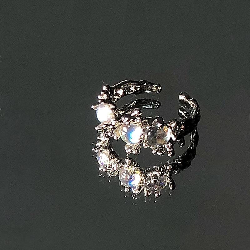 新品Korean Crystal Ring for Women Shining Opal Irregular Ope