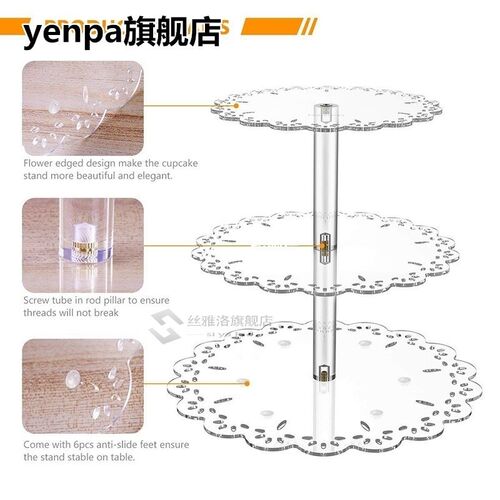 New 3 Tier Clear Cup Cake Stand Acrylic Cupcake Stand Suppli