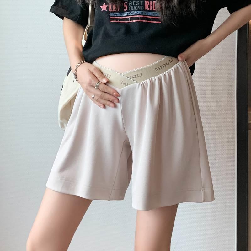 孕妇短裤夏季外穿宽松阔腿休闲z低腰薄款冰丝雪纺打底裤子时尚夏